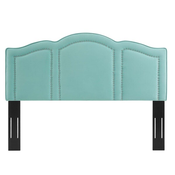 Augusta Light Green Velvet Upholstered King/California King Size Headboard with Nailhead Trim - - 33121369