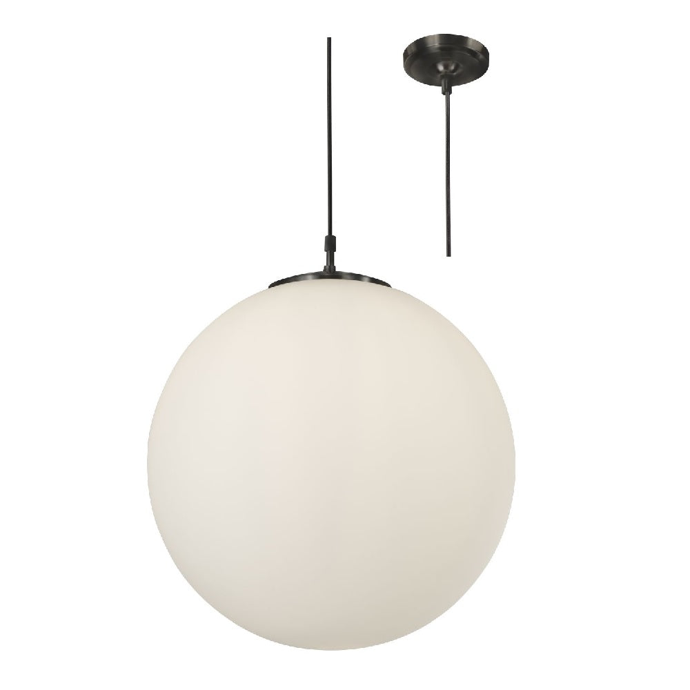 Searchlight 6088 Atom Matt Black & Opal Glass Sphere Modern Pendant 30cm