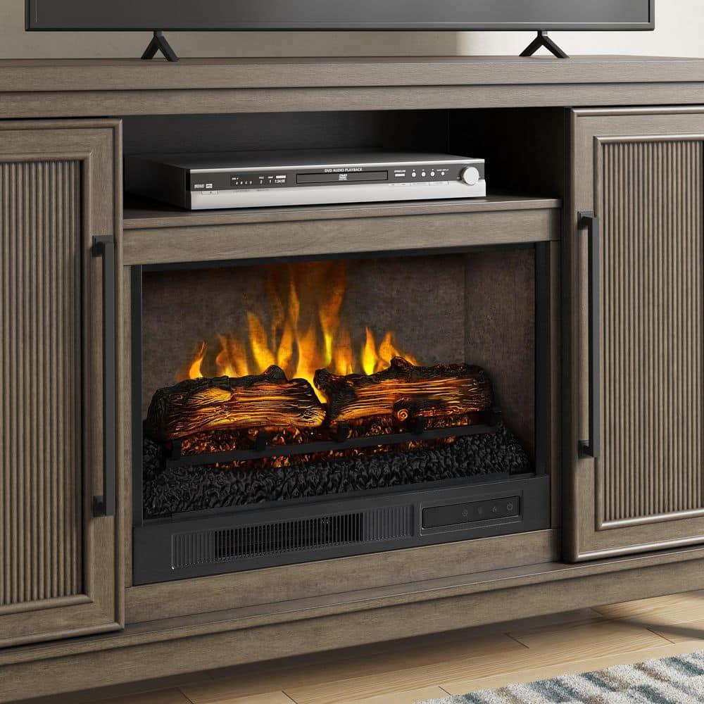 SCOTT LIVING BLAINE 54 in Freestanding Media Console Wooden Electric Fireplace in Light Brown Birch