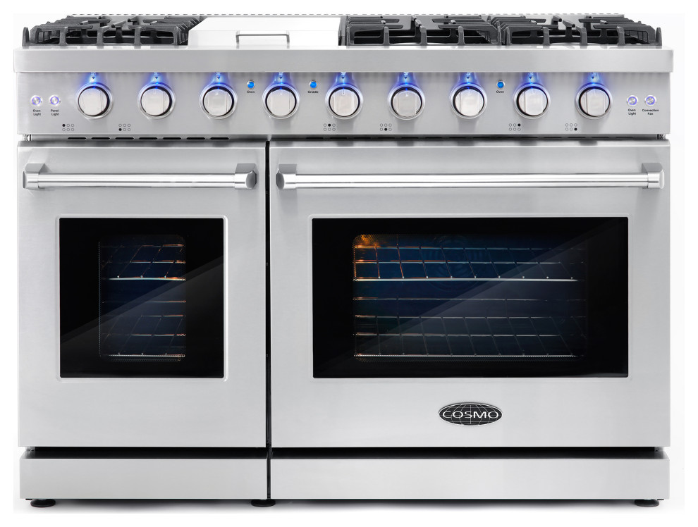 48 quotFreestanding Double Oven Gas Range  6 Sealed Gas Burners  Convection Oven   Contemporary   Gas Ranges And Electric Ranges   by Cosmo  Houzz