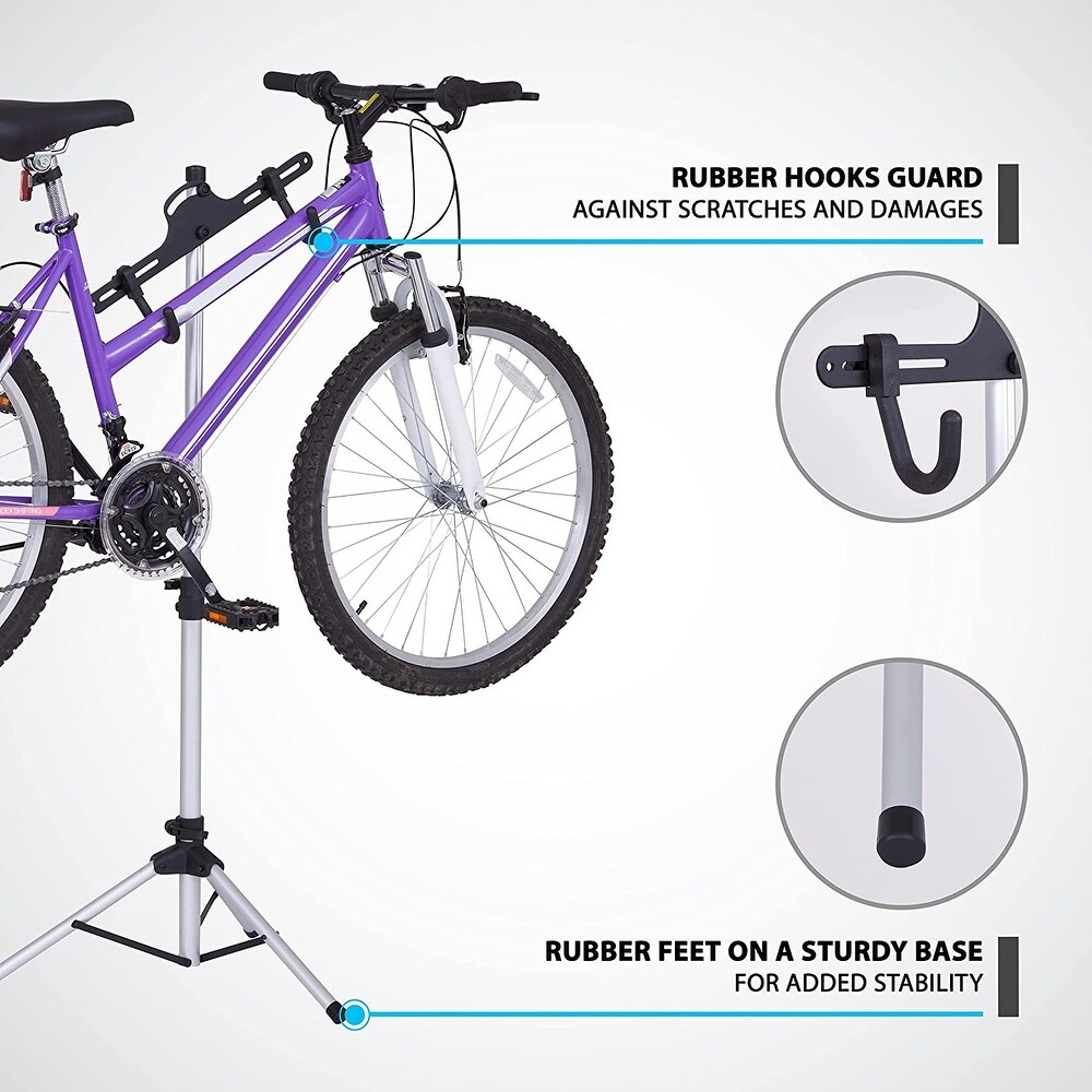 RaxGo Bike Storage Rack  Bicycle Stand for Garage  Adjustable Height  Freestanding  Foldable Design   1 bike