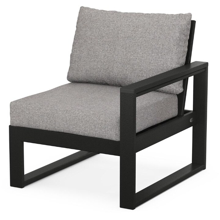 POLYWOOD EDGE 4-Piece Modular Deep Seating Set in Black / Grey Mist