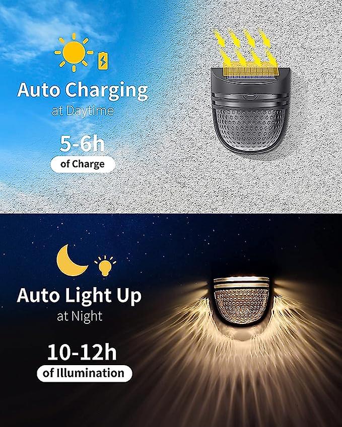 Solar Fence Lights Solar Wall Lights， 6pack Solar Lights Outdoor Garden Ip65 Waterproof Security Lights With 2 Modes For Outside Garden Wall Fence Yar