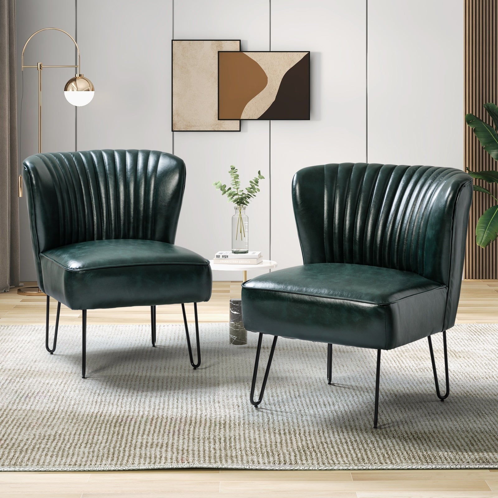 Donia Modern Faux Leather Side Chair with Metal Legs Set of 2 by HULALA HOME