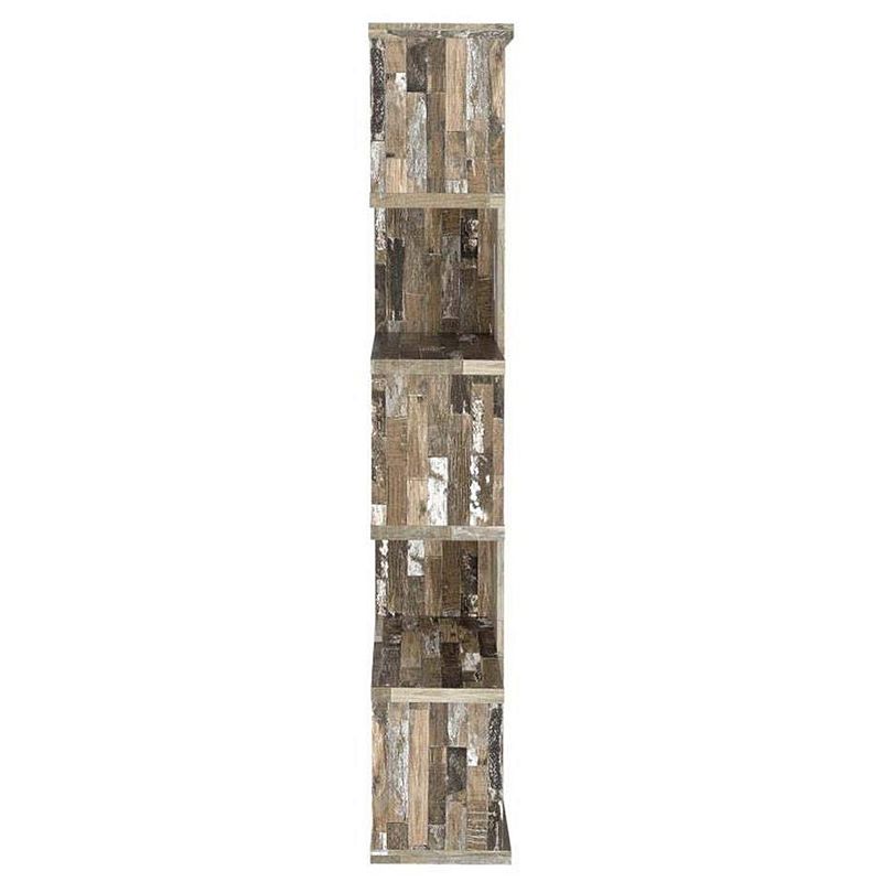 Distressed Wooden Open Bookcase， Brown