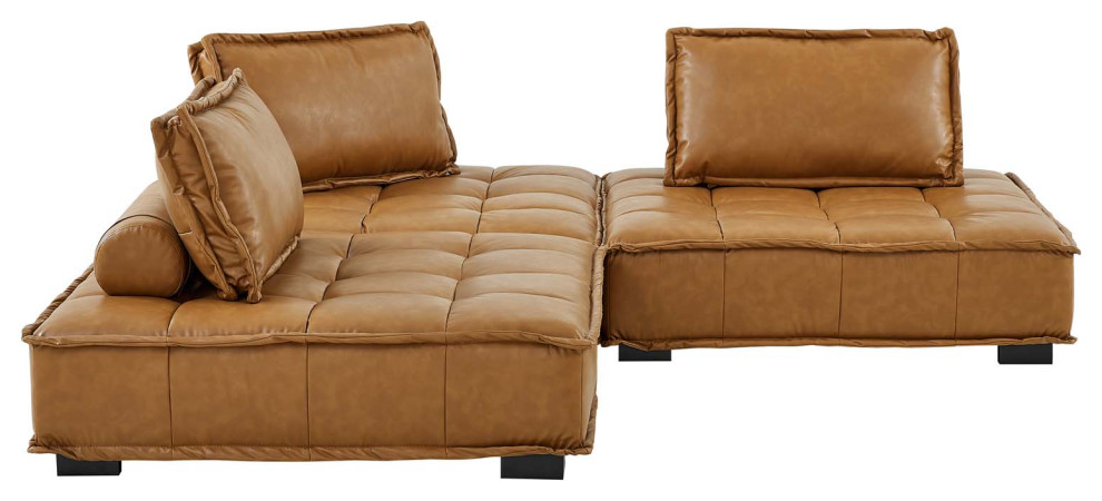 Modular Deep Tufted Sectional Sofa Set  Tan  Fabric  Modern  Lounge Hospitality   Contemporary   Sofas   by House Bound  Houzz