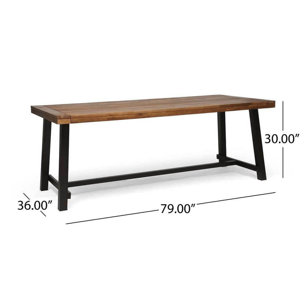 Noble House Carlisle Teak Brown Rectangular Acacia Wood Outdoor Dining Table