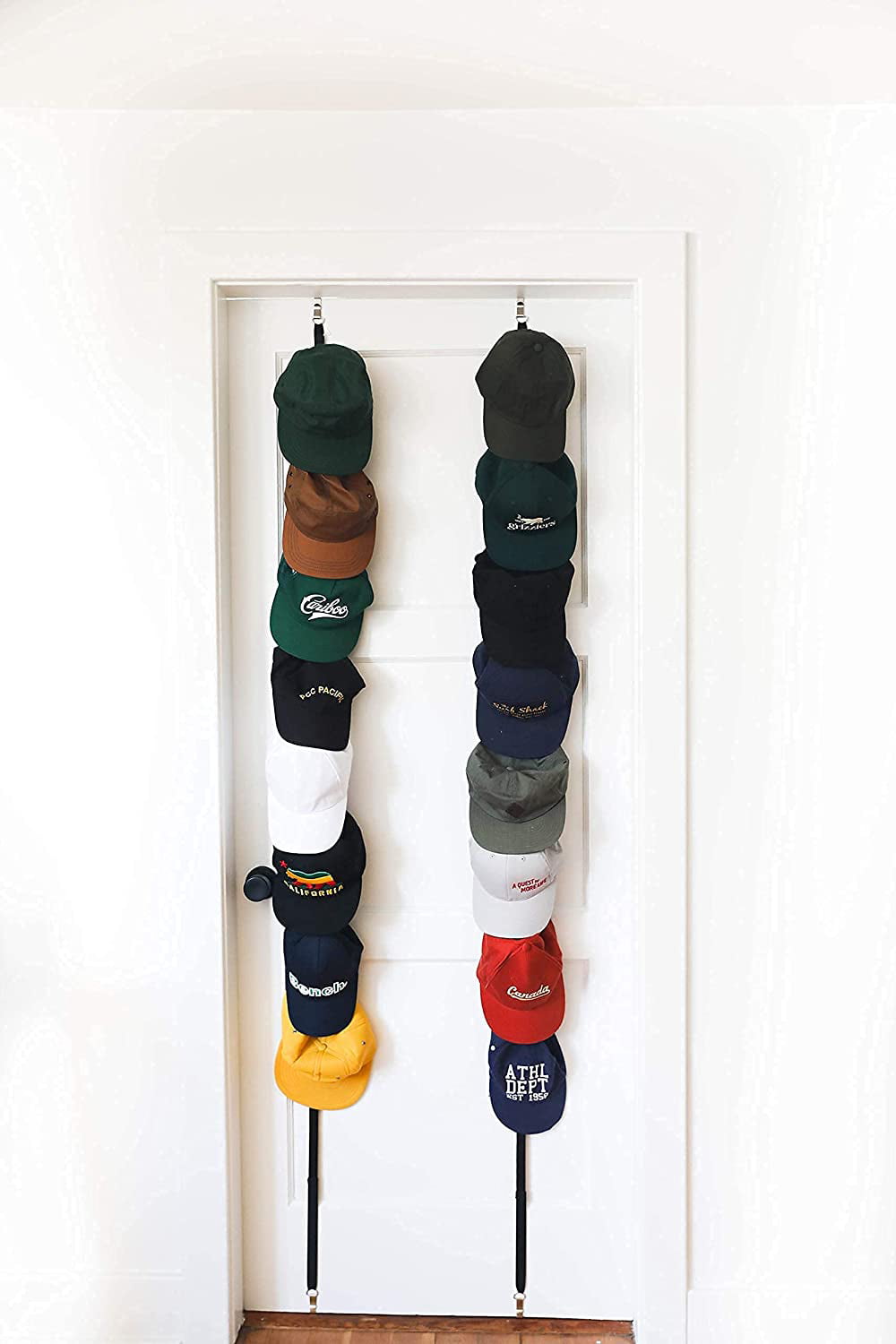 Jokari Over The Door 16 Hook Cap Rack Holds Fitted Hats or Adjustable Caps For Men， Women， Boys or Girls. Hang， Organize and Display Baseball， Sport or Fashion Hats Saving Closet Storage Space