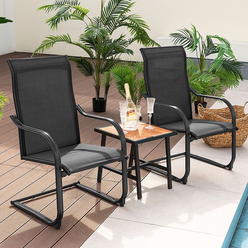 2 Pieces C-spring Motion Patio Dining Chairs With Breathable Fabric