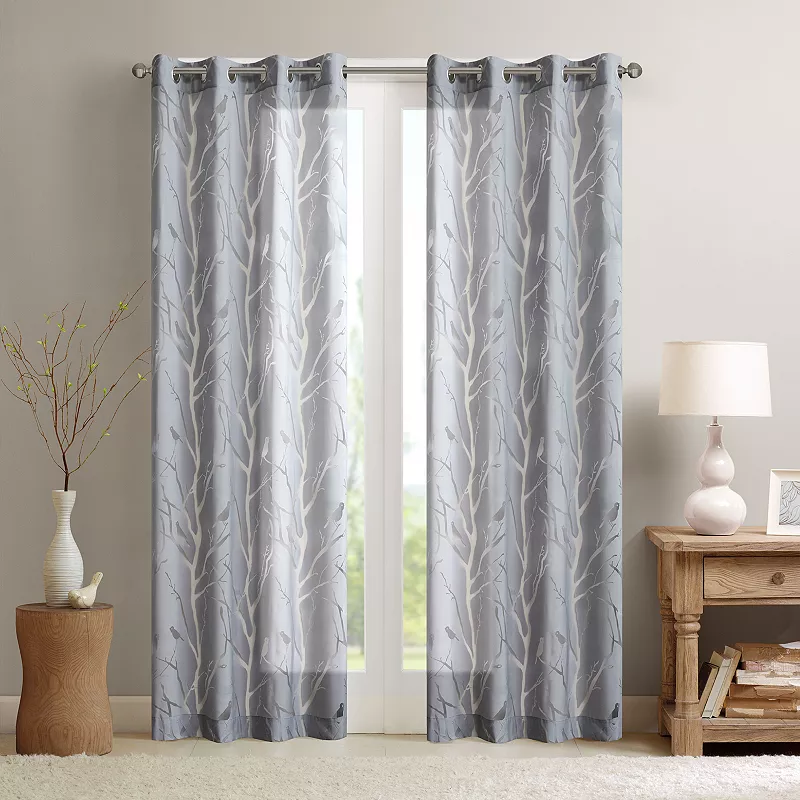 Madison Park 1-Panel Vina Sheer Bird Window Curtain