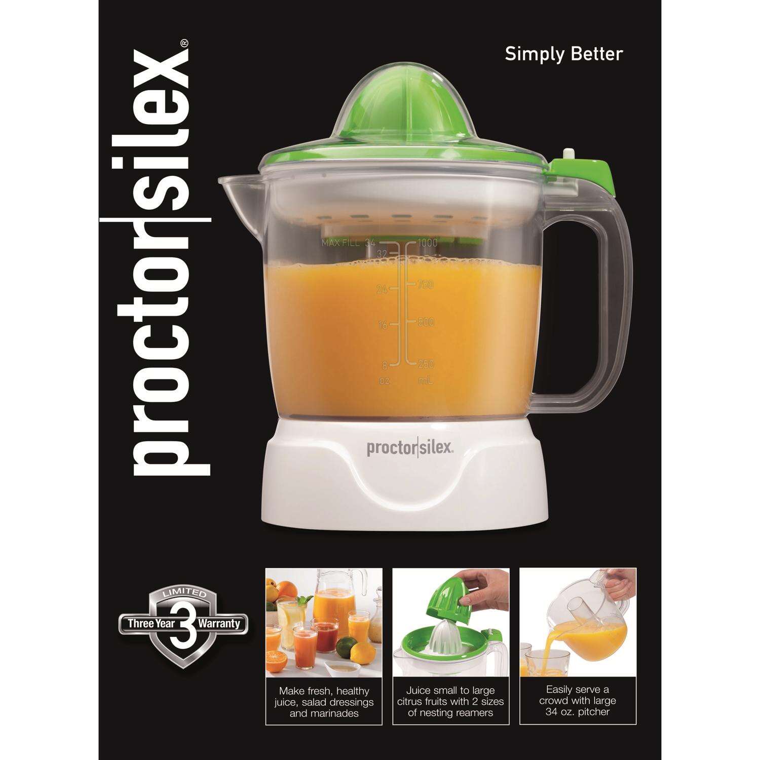 Hamilton Beach Proctor Silex White Plastic 34 oz Juice Extractor