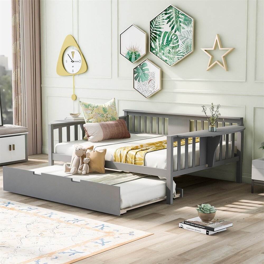 Merax Wooden Daybed with Twin Trundle Bed