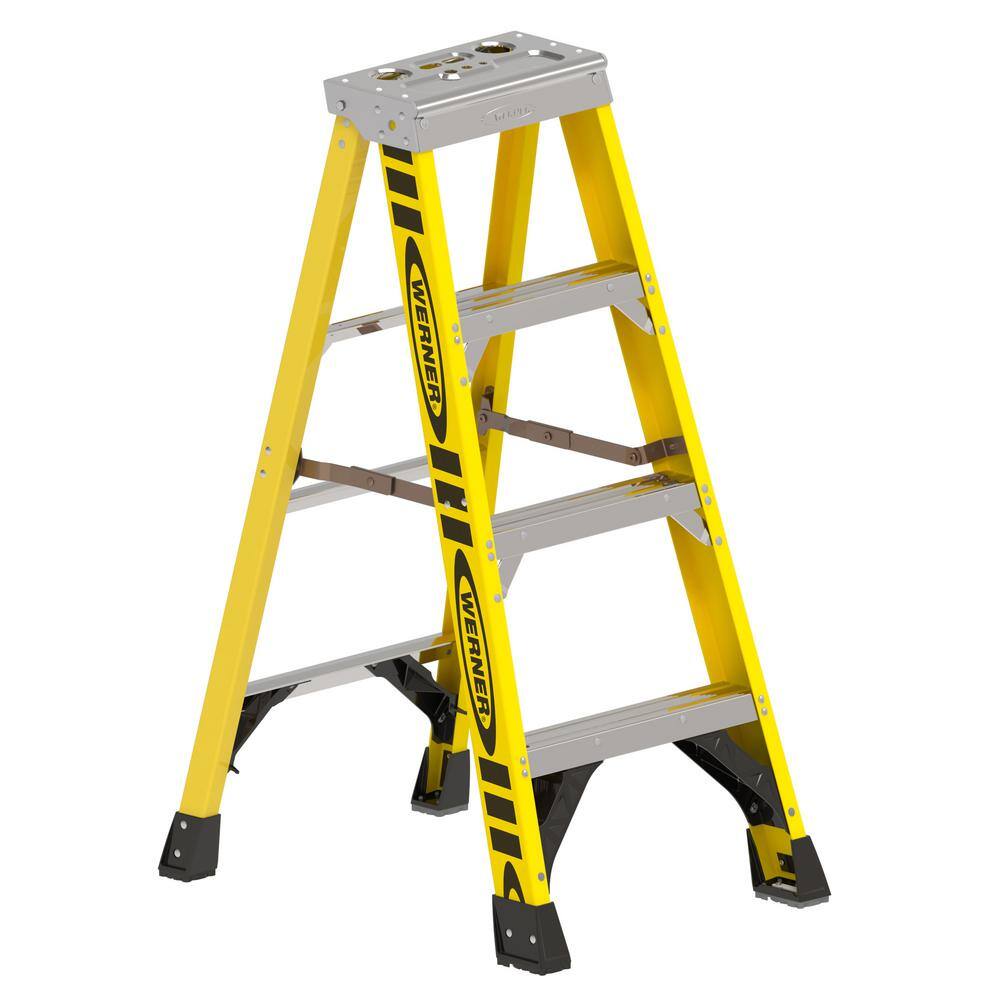 Werner 4 ft. Fiberglass Step Ladder with 375 lbs. Load Capacity Type IAA Duty Rating 7304