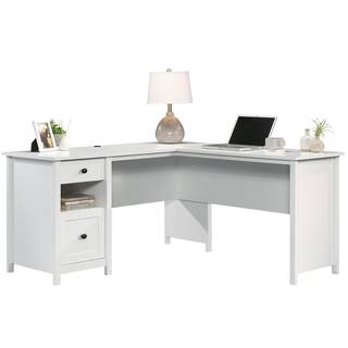 SAUDER County Line 61.26 in. L-Shaped Soft White Computer Desk with File Storage 427718