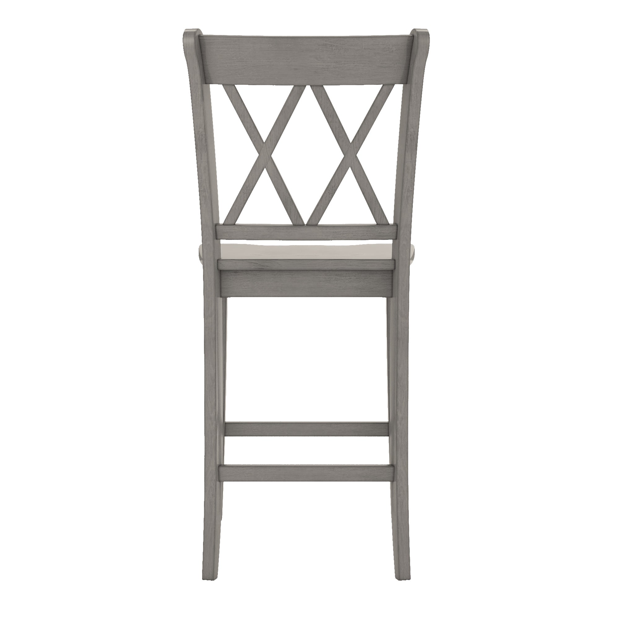 Weston Home Farmhouse Vintage Double X Solid Wood Counter Height Chair， Set of 2， Antique Grey