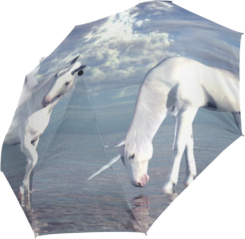 Rain Umbrella Automatic Windproof Foldable Umbrella Unicorn And Pegasus