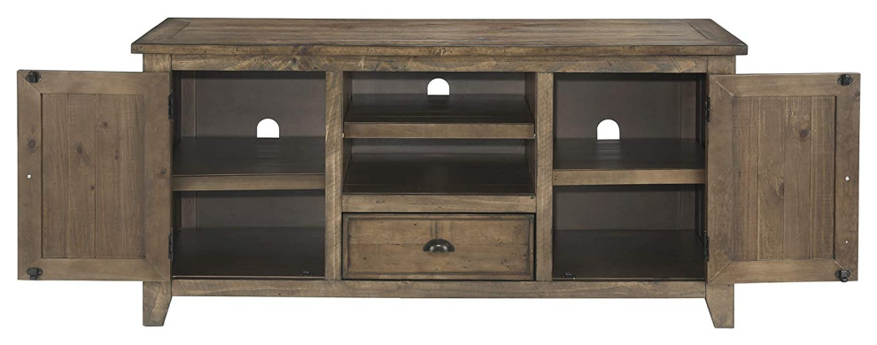 Farmhouse TV Console  Pine Wood Frame With Drawer and Cabinets   Farmhouse   Entertainment Centers And Tv Stands   by Decorn  Houzz