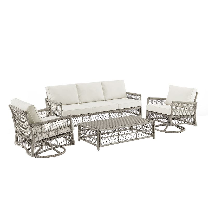 Crosley Thatcher Outdoor Wicker Swivel Rocker and Sofa 4-pc. Set