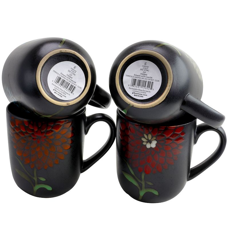 Gibson Home Gardenia Cafe 4 Piece 16 Ounce Assorted Mug Set