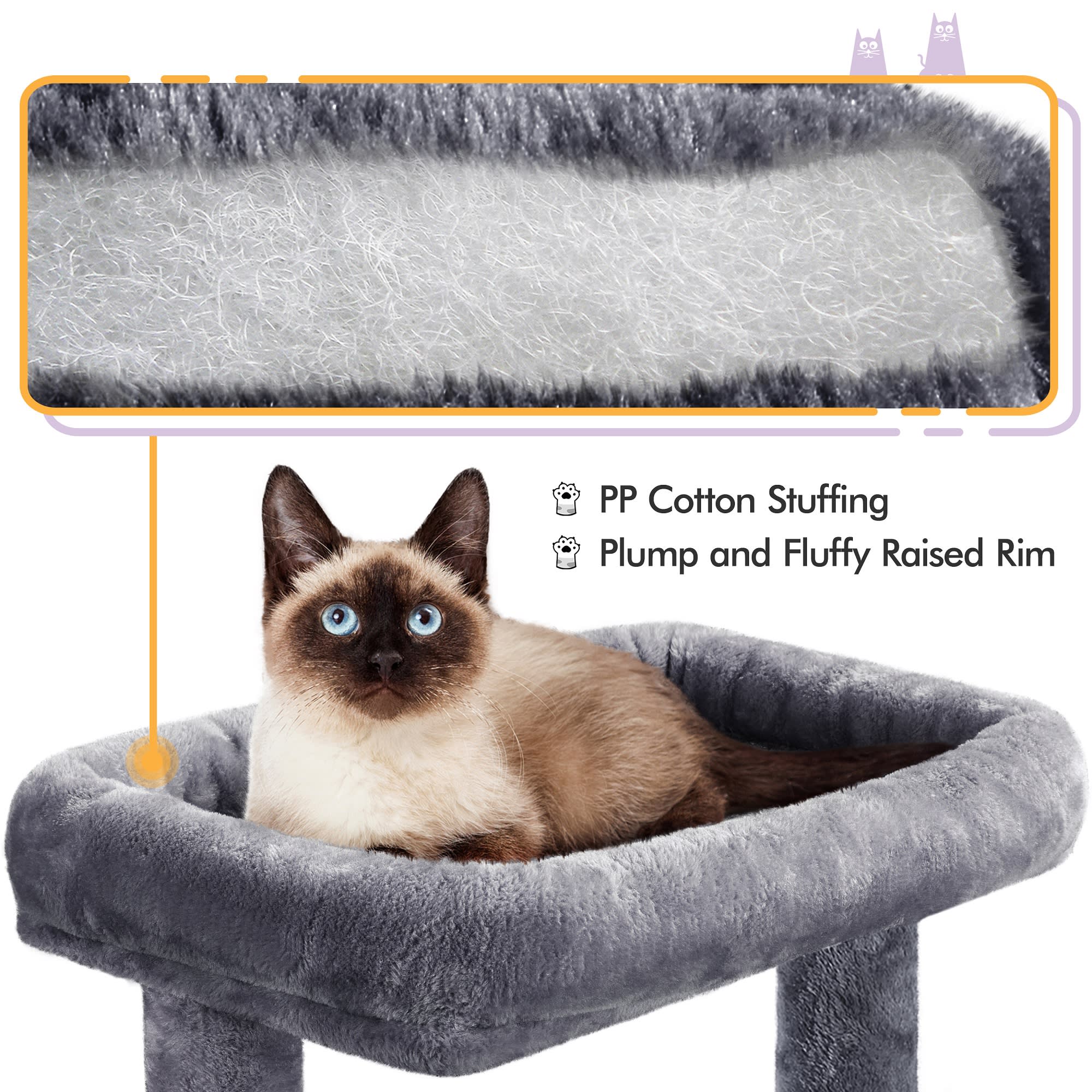 Topeakmart Dark Gray Medium Plush Cat Tree with Condo， 40