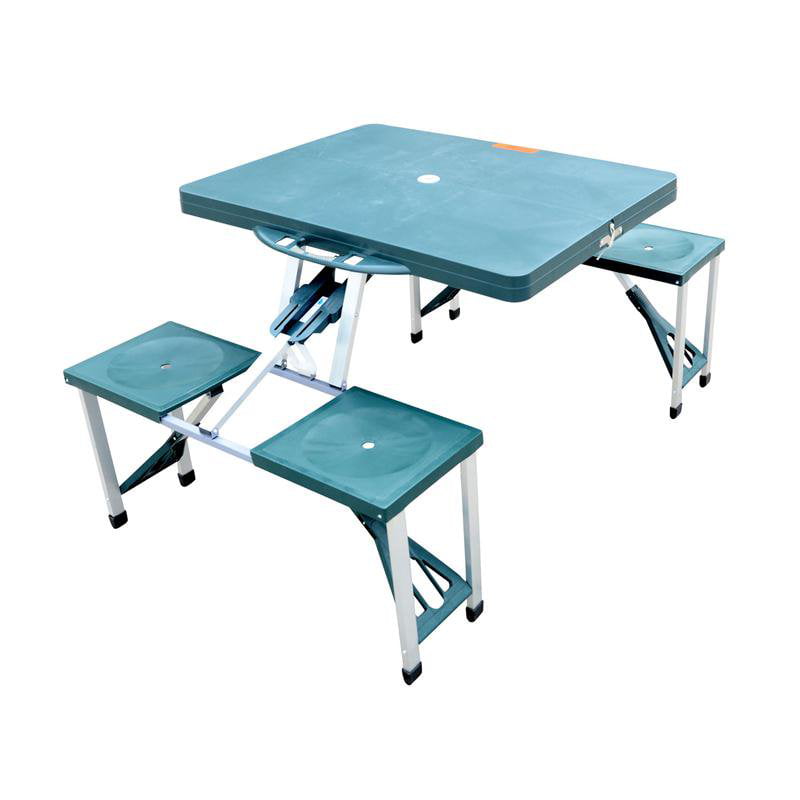 Outdoor Portable Folding Picnic Table w/ Seats - Green