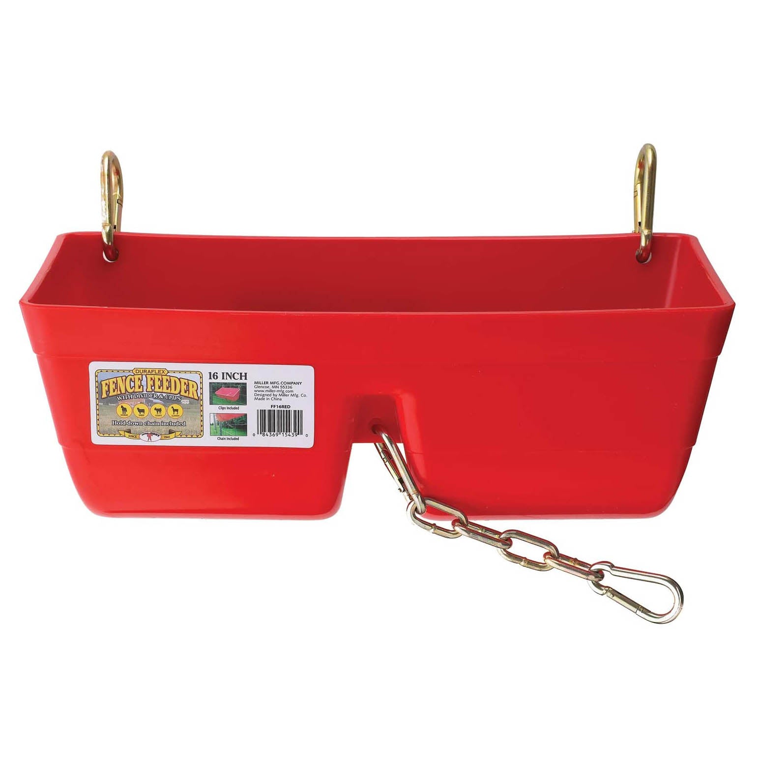 Little Giant 9 Quart Heavy Duty Feed Trough Bucket Fence Feeder， Red (4 Pack)