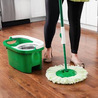 Libman Microfiber Tornado Wet Spin Mop and Bucket with 3 Refills  Microfiber Flat Mop with 2-Piece Handle with 1 Refill 1608