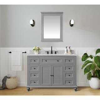 Home Decorators Collection Hamilton Shutter 49.5 in. W x 22 in. D Bath Vanity in Gray with Granite Vanity Top in Gray with White Sink 10806-VS48H-GR