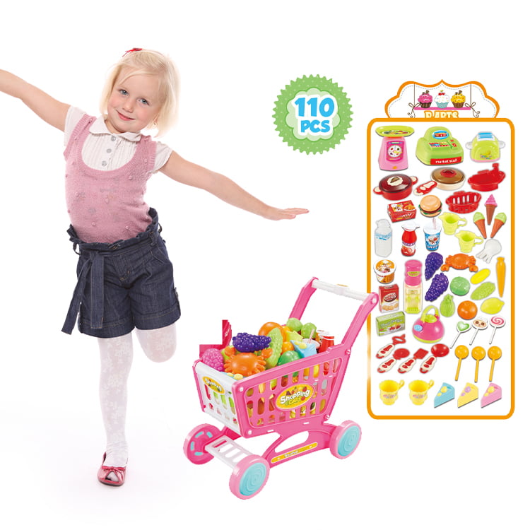 Mundo Toys 110 Piece Kitchen Set for Kids with Mini Supermarket for Girls