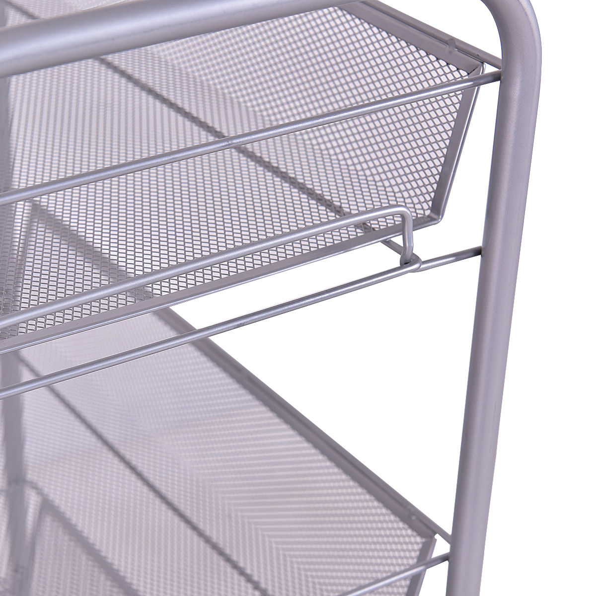 Costway 4 Tier Storage Rack Trolley Cart Home Kitchen Organizer Utility Baskets Silver Steel