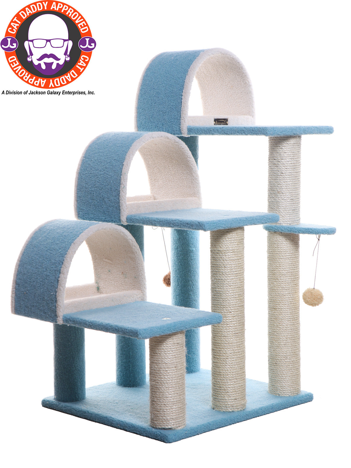 Armarkat Classic real wood Cat Tree Model B3803， 38 inch Sky Blue