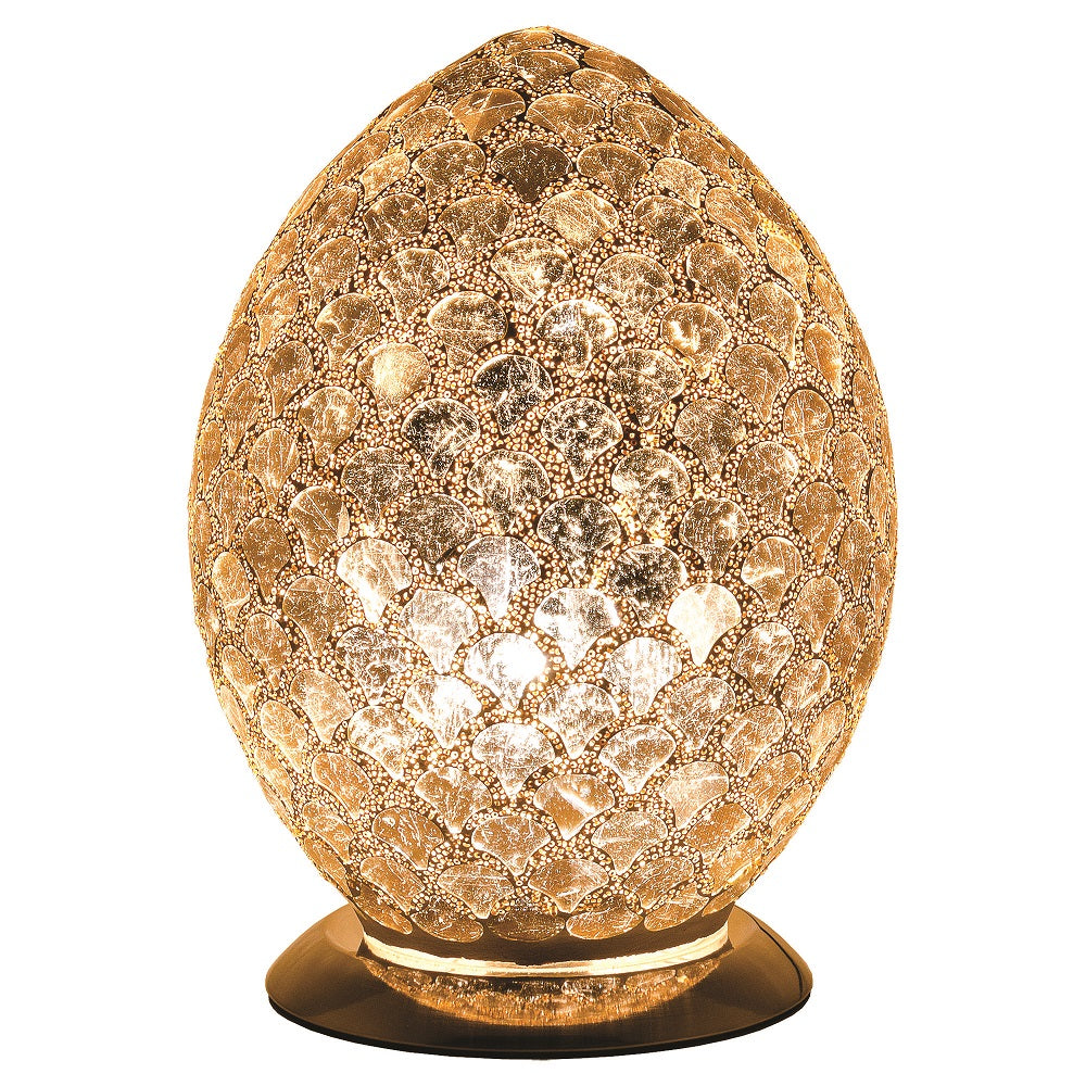 Febland LM74CG Gold Mosaic Glass Vintage Egg Table Lamp 30cm