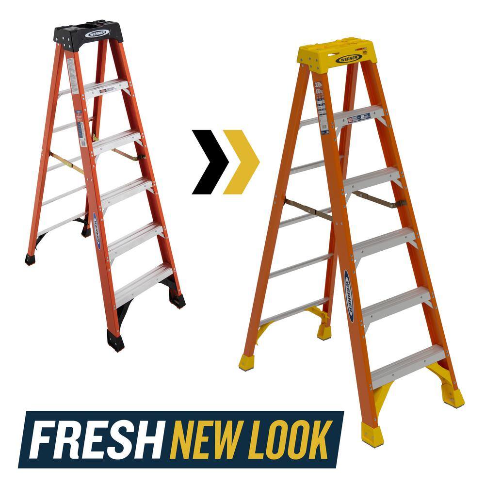 Werner 6 ft. Fiberglass Step Ladder ( 10 ft. Reach Height) with 300 lb. Load Capacity Type IA Duty Rating NXT1A06