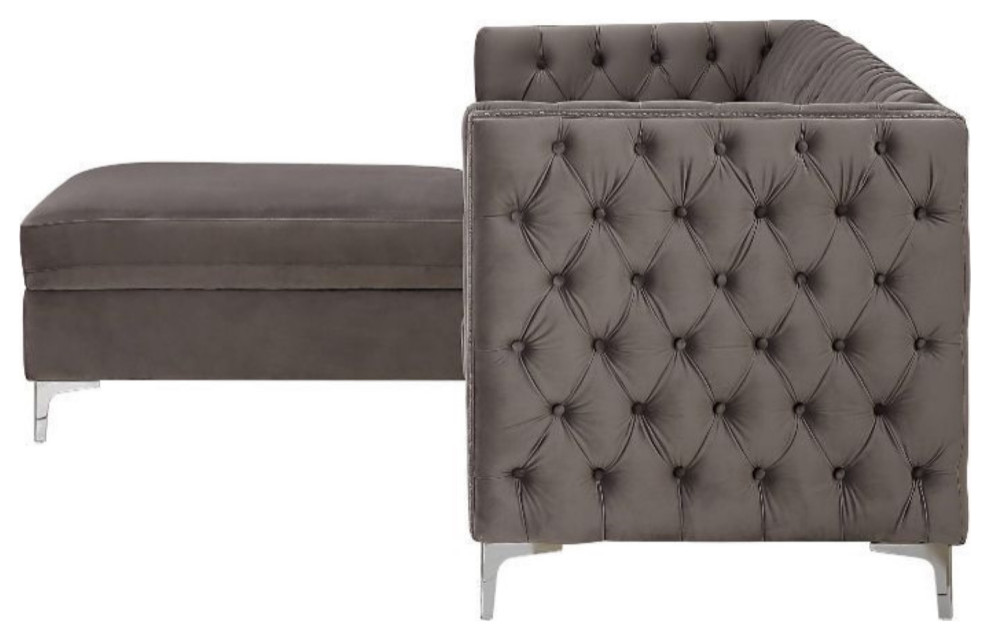 Ergode Sectional Sofa Gray Velvet   Midcentury   Sectional Sofas   by VirVentures  Houzz