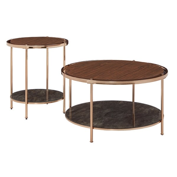 Celsus Champagne Gold Coffee Table Set with Storage by iNSPIRE Q Bold