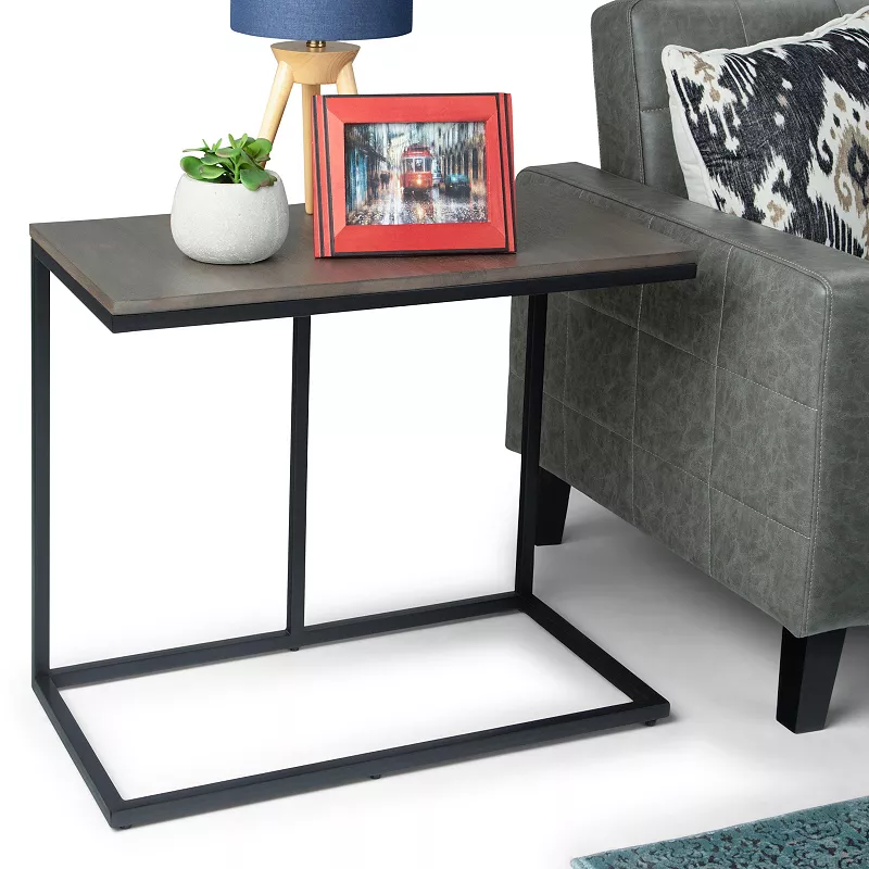 Simpli Home Ward Square Industrial Contemporary Wide C Side Table - Warm Grey