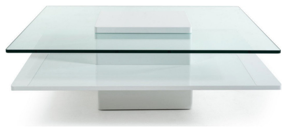 Andreas Modern White Glass Coffee Table   Contemporary   Coffee Tables   by Rustic Home Furniture Deco  Houzz