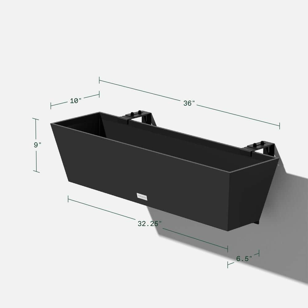 Veradek 36 in. x 10 in. Black Plastic Railing Window Box (2-Pack) WBRLV36B-2PK