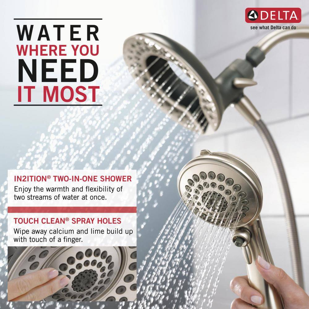 Delta In2ition 5-Spray Patterns 1.75 GPM 6.81 in. Wall Mount Dual Shower Heads in Spotshield Brushed Nickel 75583CSN