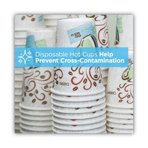 Dixie PerfecTouch Paper Hot Cups and Lids Combo， 12 oz， Multicolor， 50 Cups/Lids/Pack， 6/Packs/Carton (5342COMBO6CT)