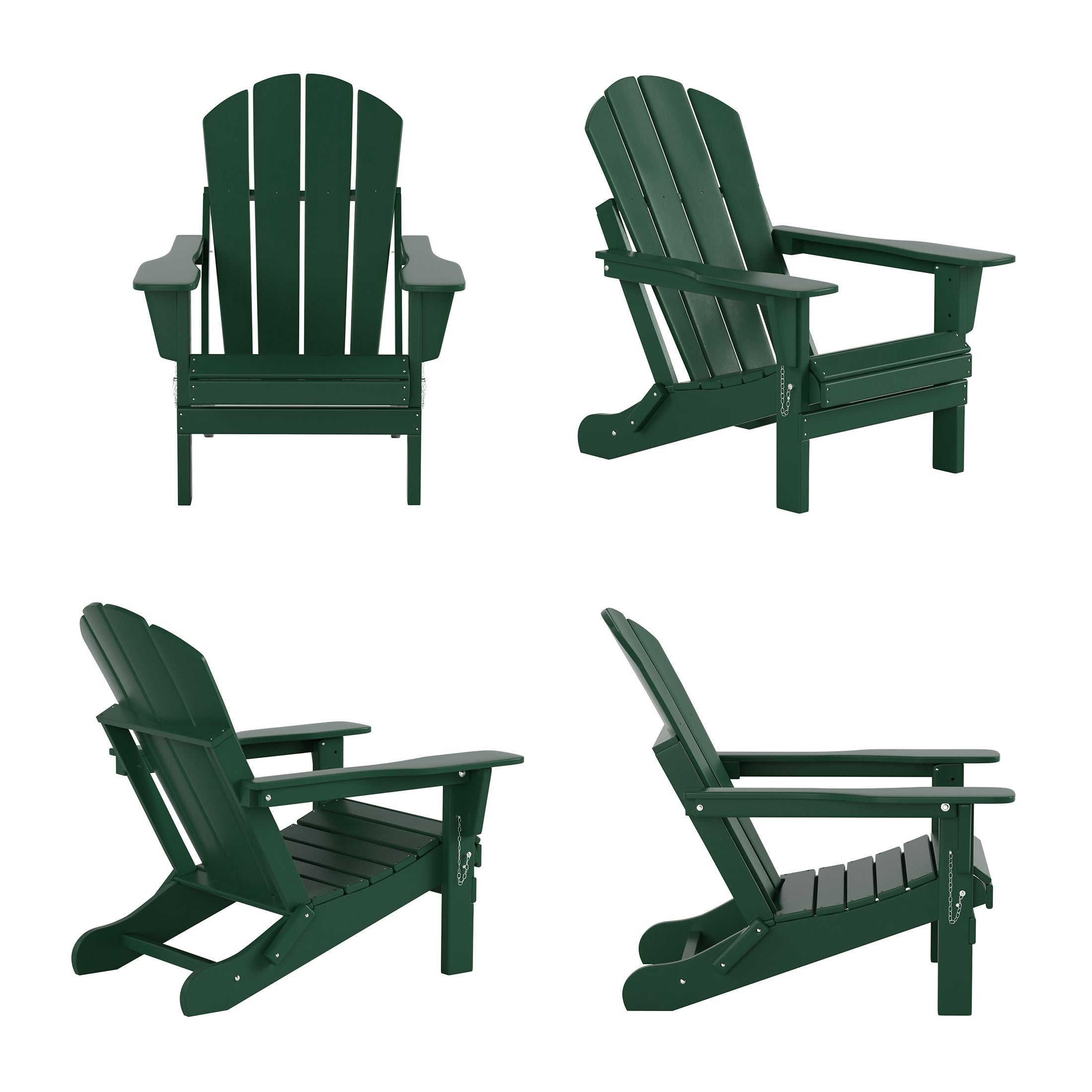 WestinTrends Outdoor Adirondack Chair, Plastic Fire Pit Chair, Weather Resistant Folding Patio Lawn Chair for Outside Deck Garden Backyard Balcony, Dark Green