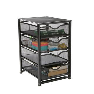 Deluxe 4 Drawers Cart File Storage Cart Utility Cart Heavy Duty Multi-Purpose Cart Black 4TMCA-BLK