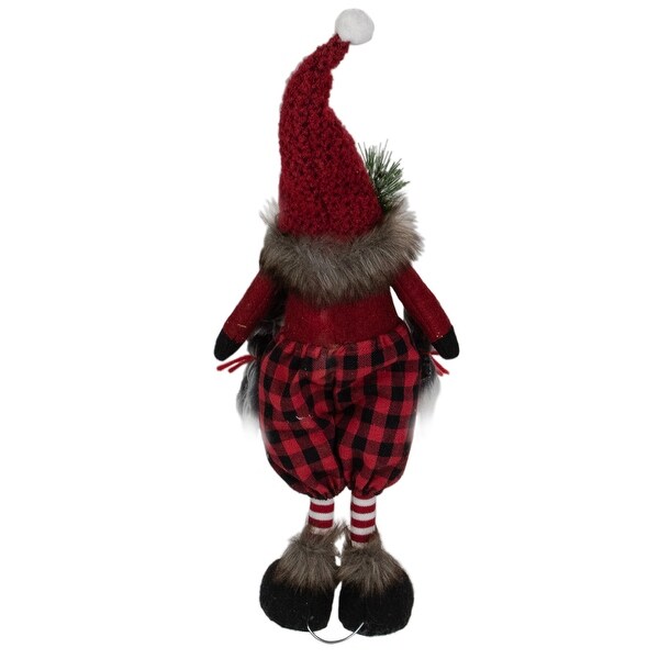 17 Red and Black Buffalo Plaid Girl Gnome Christmas Figure