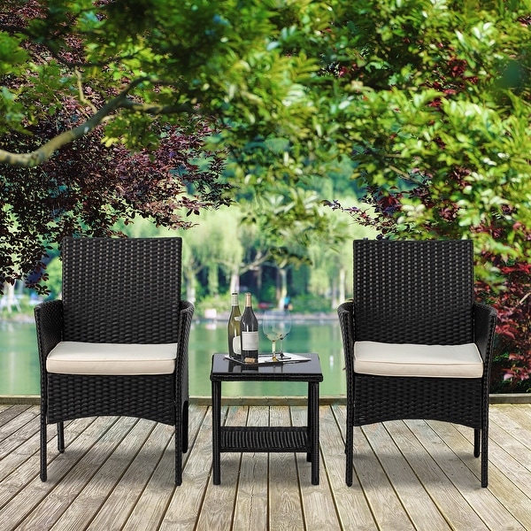 Rhine Modern 3Piece Rattan Outdoor Conversation Chair and Table Set by Furniture of America