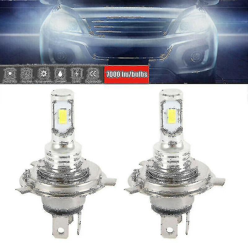 2x H4 Led Headlight Bulbs Conversion Kit Hi-lo Beam 7000lm 6000k Super Bright