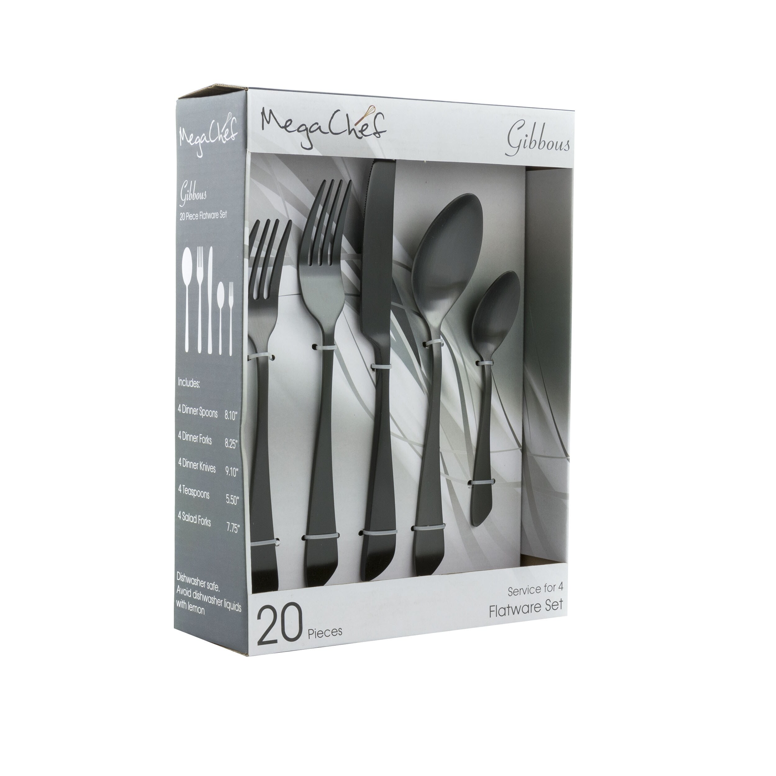 20 Piece Stainless Steel Flatware Set in Midnight Black