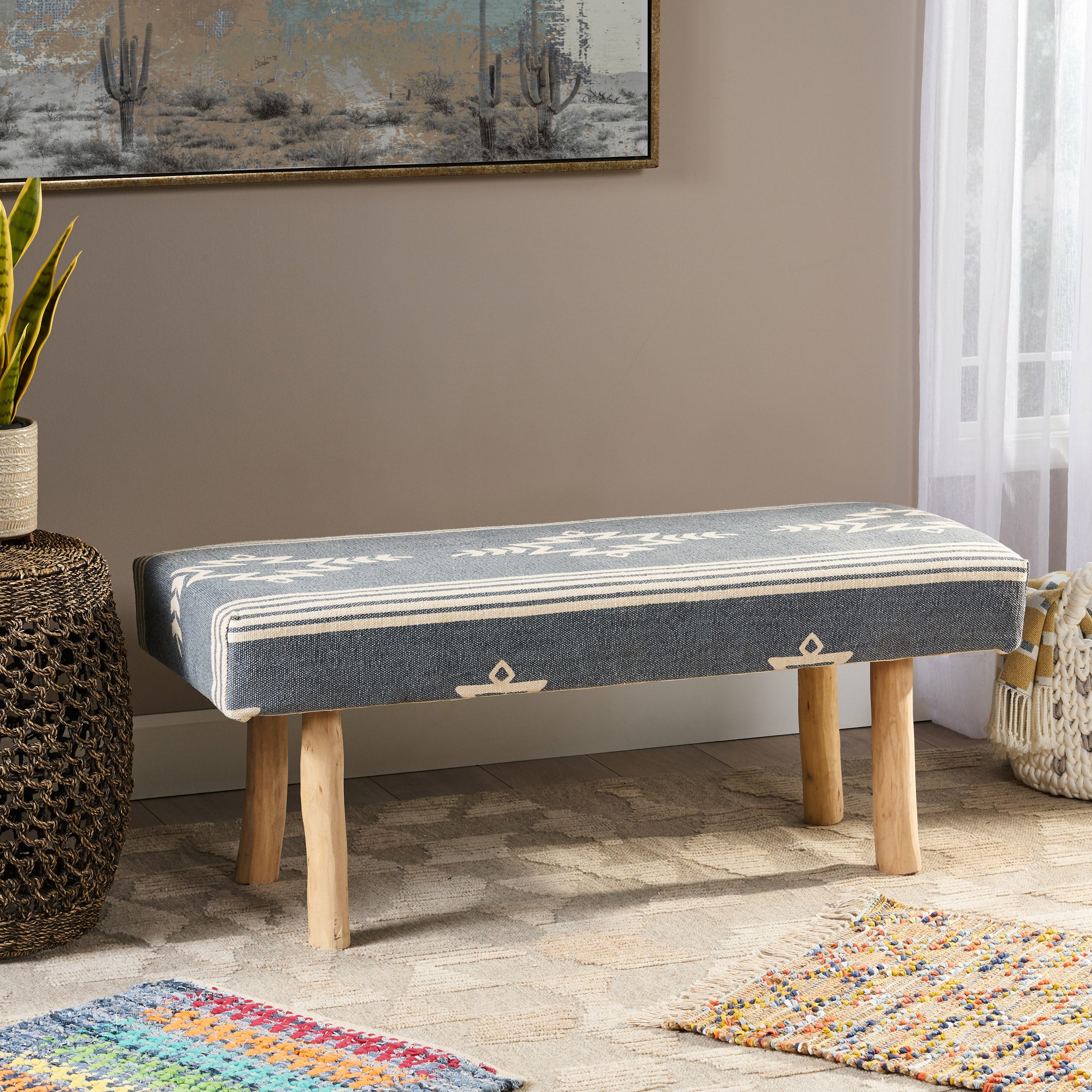 Carrera Handcrafted Boho Rectangular Fabric Bench