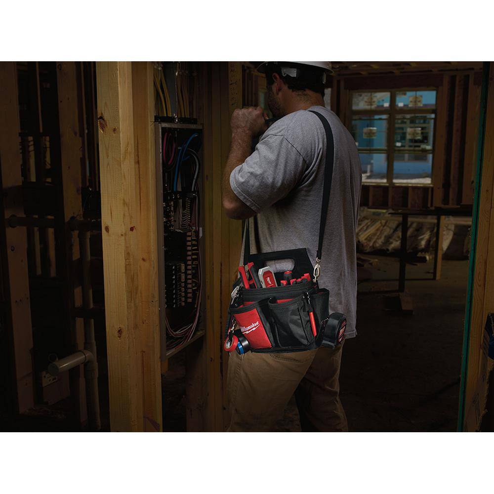 MW 15-Pocket Electricians Tool Pouch with Quick Adjust Belt and 25 ft. Compact Auto Lock Tape Measure 48-22-8112-48-22-6825