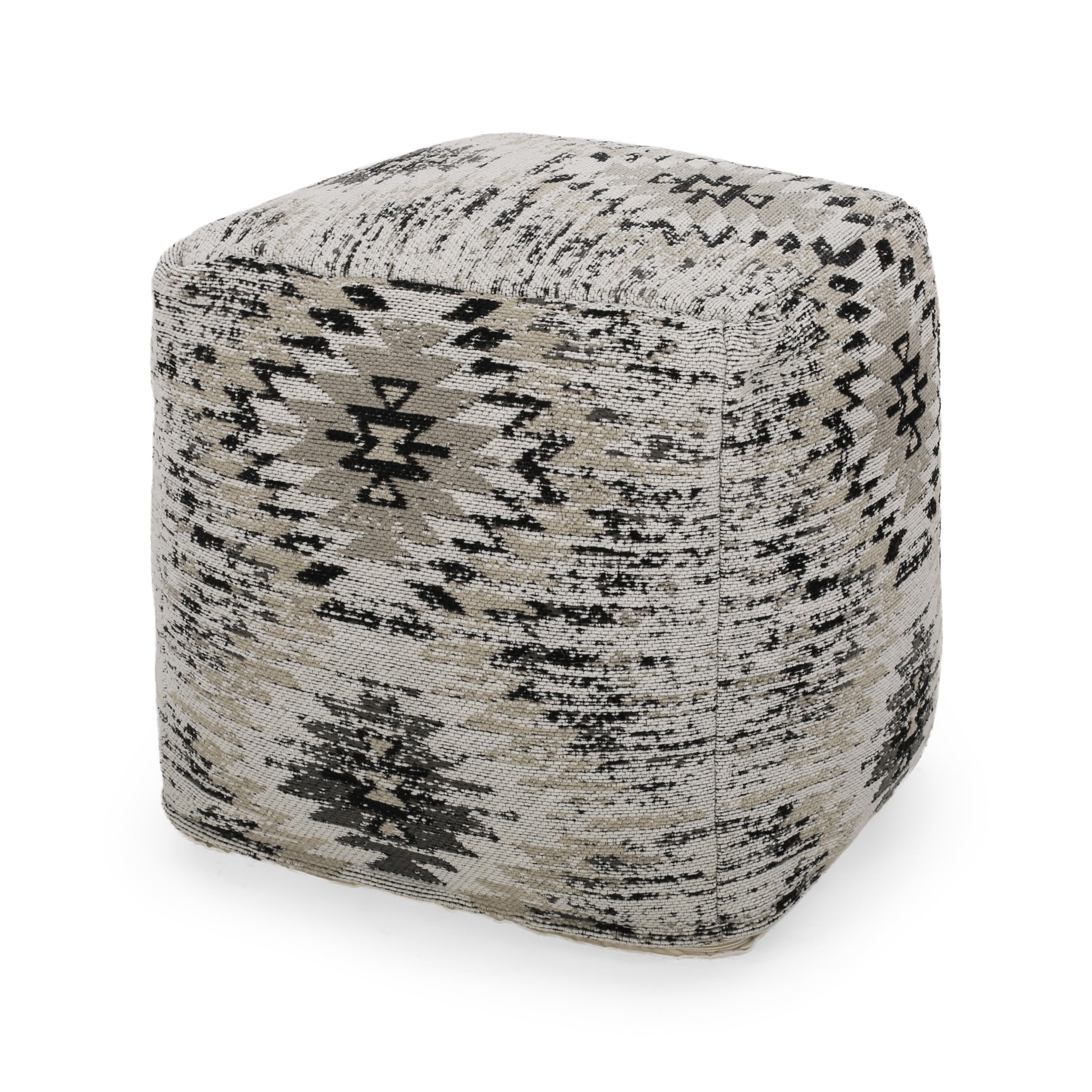 Anastyn Hand Loomed Boho Fabric Cube Pouf