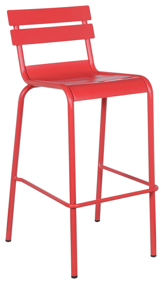 Dana Stackable Outdoor Patio Barstool  Frosted Red  Set of 4   Contemporary   Outdoor Bar Stools And Counter Stools   by Taiga Furnishings  Houzz